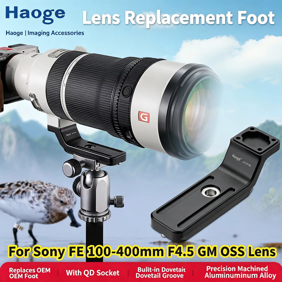Haoge Aluminium-Stativhalterung Objektivkragen-Fußbasis für Sony FE 100-400mm F4.5 GM OSS SEL100400MC in Schwarz - Bild 5