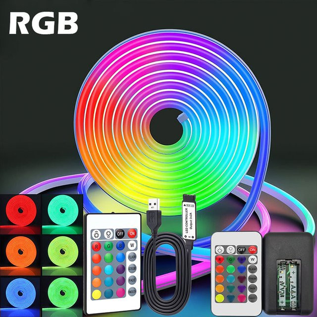 Acosh RGB Neon-Flex LED-Lichterkette für TV-Hintergrundbeleuchtung mit 24-Tasten-Fernbedienung und dimmbarer Helligkeit in Mehrfarbig - Bild 1