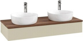 V&B Waschtischunterschrank Antao mit Frontstruktur, Wandhängend, Weiss lackiert, B/T/H: 120 x 50 x 19 cm - Bild 1