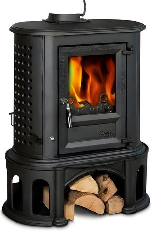 GLOBEFIRE Gussofen Herculina aus Gusseisen in Schwarz mit 6,1 kW Leistung, B/T/H: 94,0 x 72,5 x 42,0 cm - Bild 1