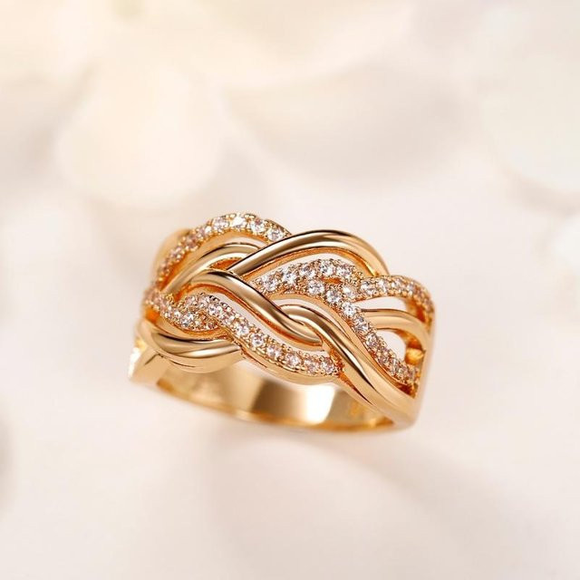CAOSHI Ring, Kupfer, Gold, Zirkonia, Damen, Größe 10 - Bild 1