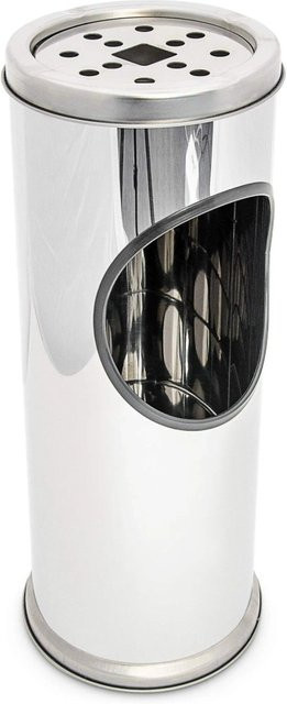 Relaxdays Standaschenbecher aus Edelstahl in Silber mit integriertem Mülleimer, Höhe: 37,5 cm, Durchmesser: 14 cm - Bild 1