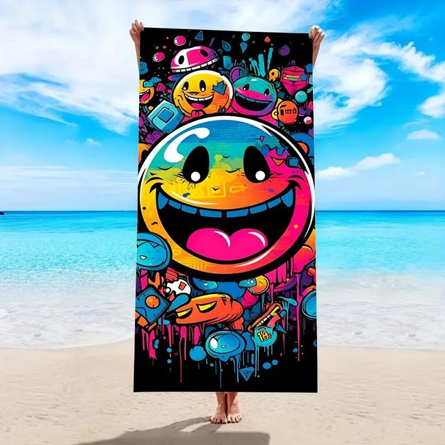 Street Graffiti Vielzweck-Strandtuch Saugfähig und Weich, B: 90 cm, H: 160 cm - Bild 1