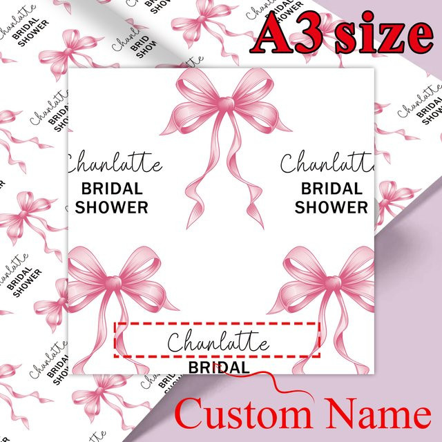 3er-Set Geschenkpapier mit rosa Schleifen-Design für Brautparty und Hochzeitsfeier zur DIY-Dekoration - Bild 1