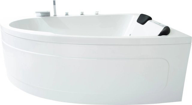 Basera Indoor Eck-Whirlpool Badewanne Guam Rechts für 2 Personen in Hochglanz Weiß, B/T: 180 x 130 cm - Bild 1
