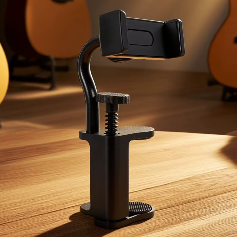 Verstellbare Mehrzweck-Gitarren-Halterung für Smartphone und Kamera in Schwarz für Video-Streaming und Freisprechanrufe - Bild 6