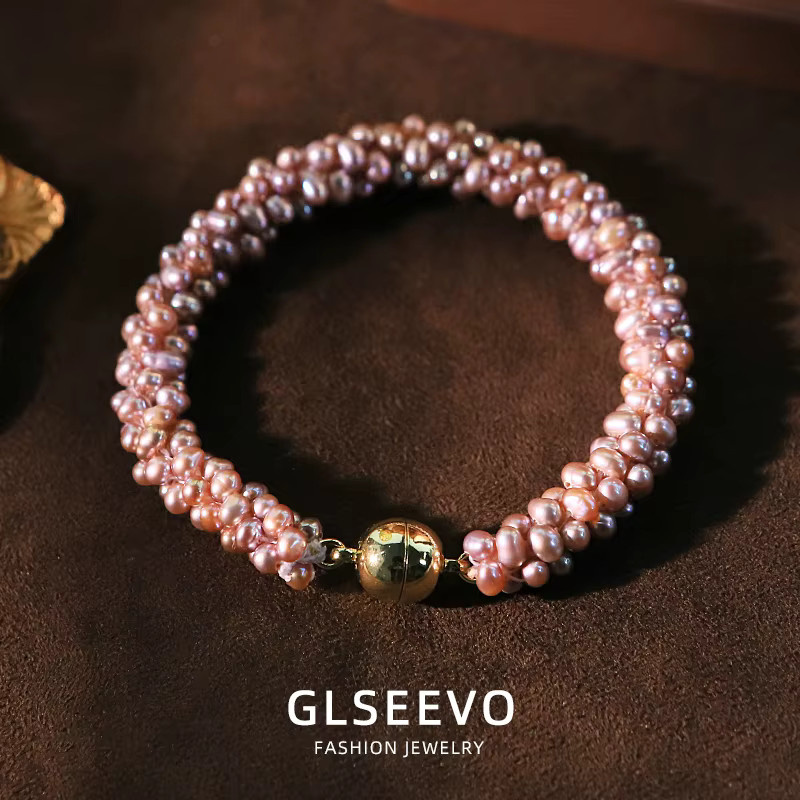GLSEEVO Schmuckset Halskette und Armband, Süßwasserperle, Damen - Bild 3