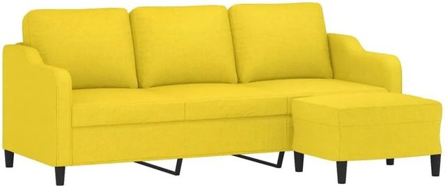 vidaXL 3-Sitzer-Sofa mit Hocker, modern, Stoff, Hellgelb, B: 198 cm, T: 77 cm, H: 80 cm - Bild 1