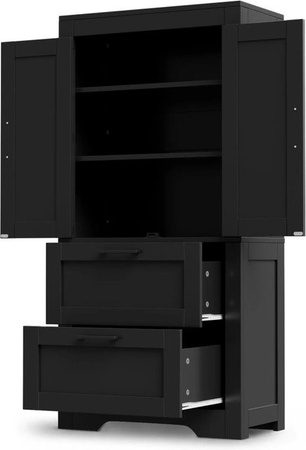 Merax Küchenschrank im Landhausstil in Schwarz mit Türen und Schubladen, B/T/H: 60 x 30 x 128 cm