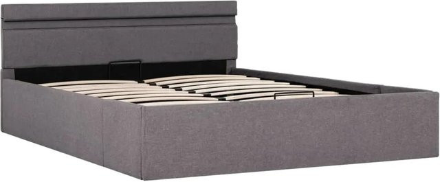 vidaXL Bett mit hydraulischem Bettkasten, LED-Beleuchtung und USB-Anschluss, Taupe Stoff, B/T/H: 140 x 200 cm - Bild 1