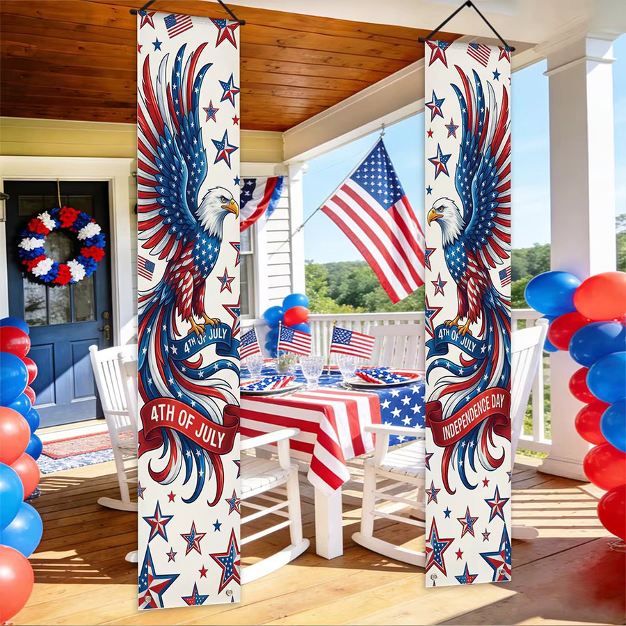 OURFETE Amerikanisches Unabhängigkeitstag Türbanner mit Adler- und Stern-Design, Mehrfarbig, Textil, Breite: 30 cm, Höhe: 180 cm - Bild 3