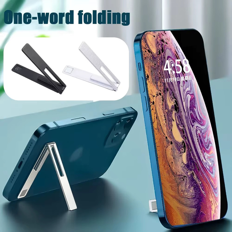 WSSHE Magnetischer Universal Handy Halter aus Metalllegierung, faltbarer Desktop Handy Ständer in Silber - Bild 3