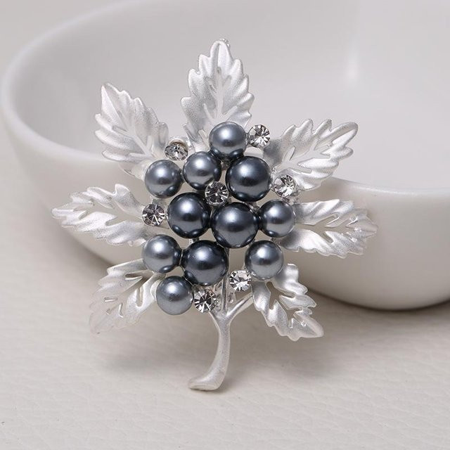 Topa Brosche Blume Blatt, Damen, gray - Bild 1