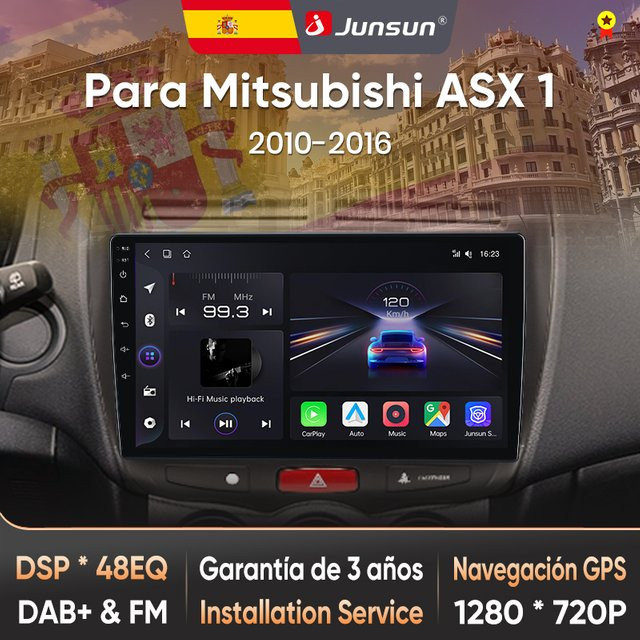 Junsun Radio Voz AI für Mitsubishi ASX 1 (2010-2016) mit kabellosem CarPlay, Android Auto, Bluetooth, DAB+, GPS und RDS in Schwarz - Bild 1