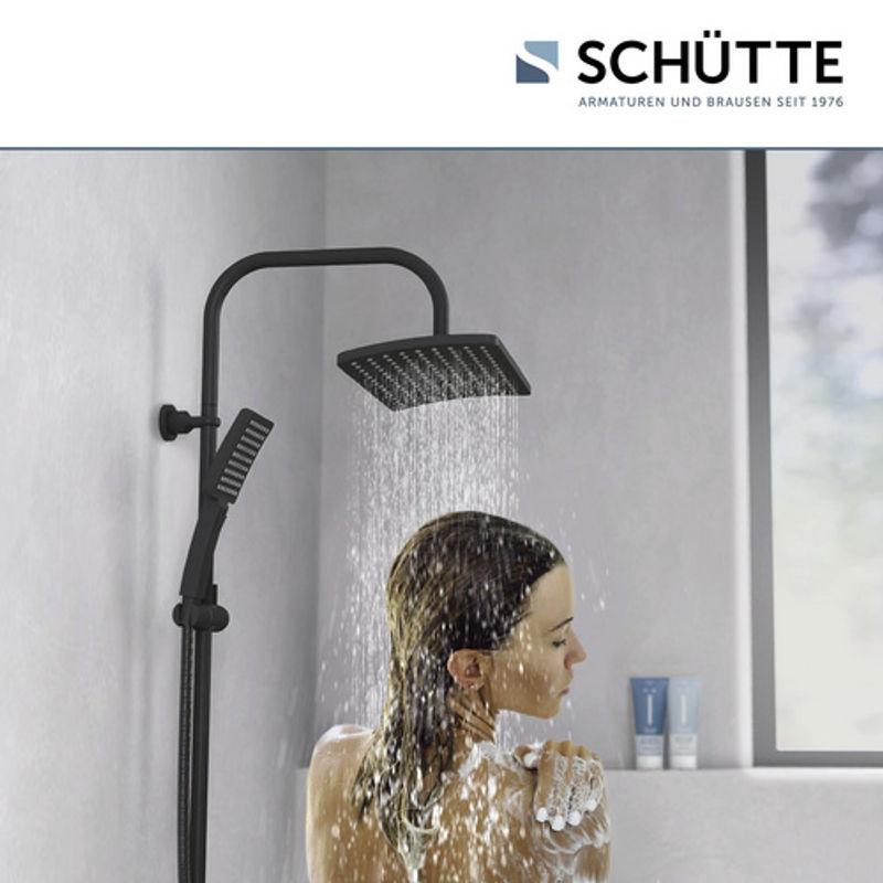 Schütte Duschset Mallorca in Mattschwarz mit Überkopfbrause und Handbrause, Durchmesser: 32 cm - Bild 2