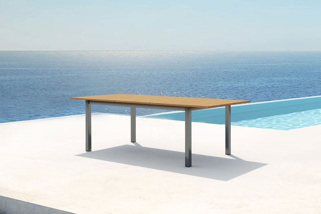 OUTFLEXX Ausziehtisch aus Teakholz und Edelstahl in Braun, FSC-zertifiziert, B/T: 180 x 100 cm bis 240 x 100 cm - Bild 1