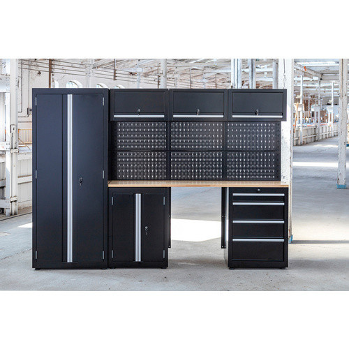 Ondis24 Werkstatt-Set Männerküche aus Stahl und Buchenholz in Schwarz, B/H/T: 260 x 183 x 46 cm - Bild 2