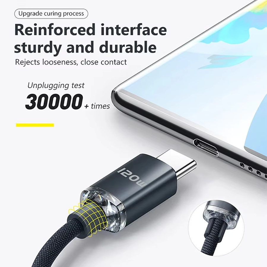 120W PD USB-C Schnellladekabel und Datenkabel in Blau - Bild 2