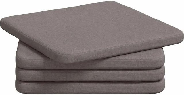 vidaXL Sitzkissen 4er Set Taupe, quadratische Stoffkissen mit abnehmbarem Bezug, B/T/H: 40 x 40 x 3 cm - Bild 1