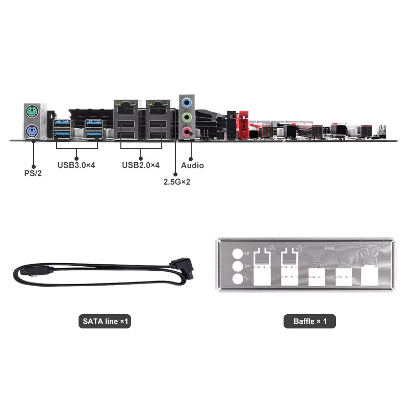 JGinyue X99-8D3 Gaming-Mainboard LGA 2011-3 für Xeon E5 V3 V4 CPUs, 8x DDR3 RAM-Steckplätze, 2,5G LAN und NVMe M.2, Schwarz - Bild 3