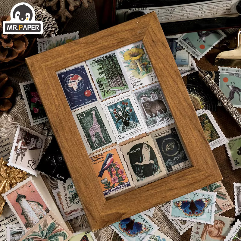 Mr.paper Vintage Retro Philatelic Museum Serie DIY Dekorations-Stempelaufkleber, 46 Stück pro Beutel, Multicolour - Bild 2