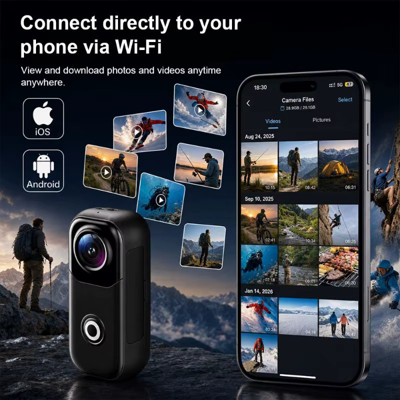 4K Mini-Actionkamera tragbare Videokamera für Outdoor-Sport und Reisen in Schwarz oder Weiß - Bild 2