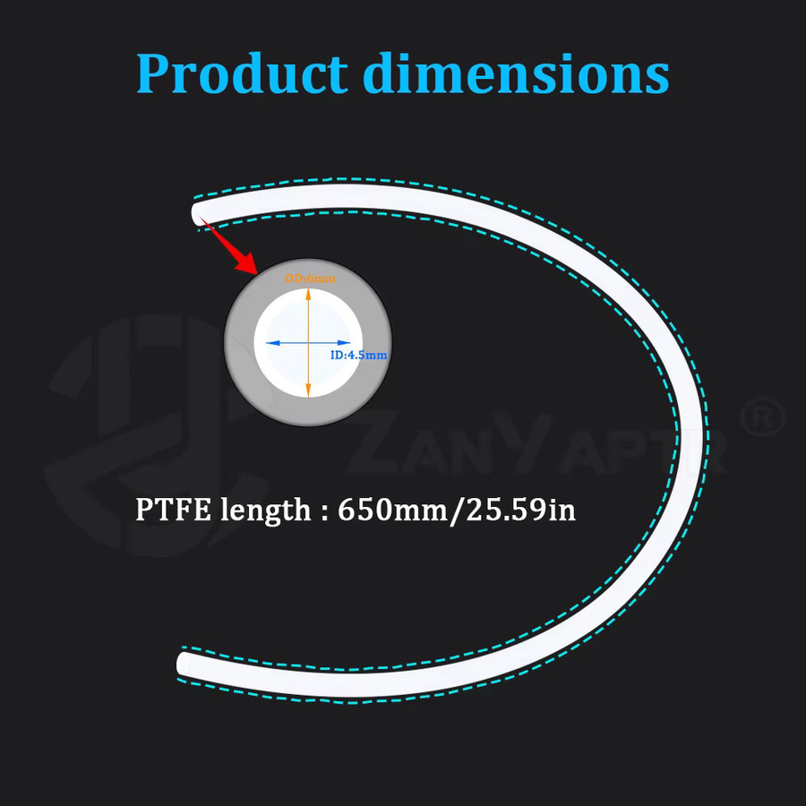 Snapmaker U1 PTFE-Schlauch Ersatz, hochtemperaturbeständiger Filament-Schlauch für FDM 3D-Drucker, Farbe: Weiß, ID: 4,5 mm, OD: 6 mm - Bild 2