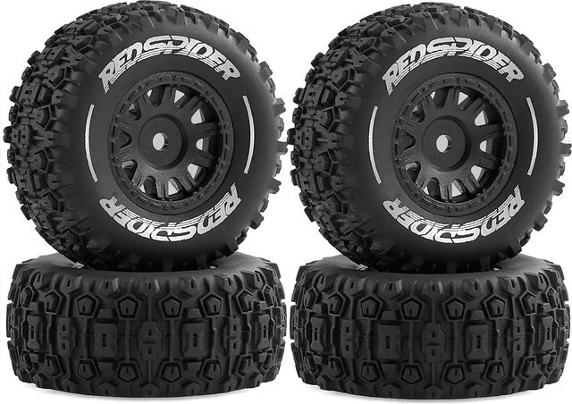 RS RC Short Course Truck Reifen und Räder, 4-teiliges Set, 1:18, Gummi, Schwarz - Bild 1