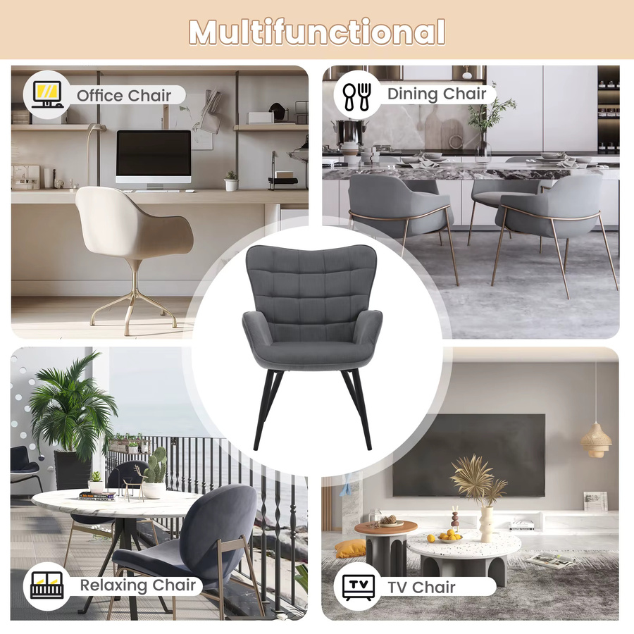 WOLTU Moderner Wingback-Sessel in Beige, Gepolsterter Lounge-Sessel mit Armlehnen für dein Wohnzimmer - Bild 3