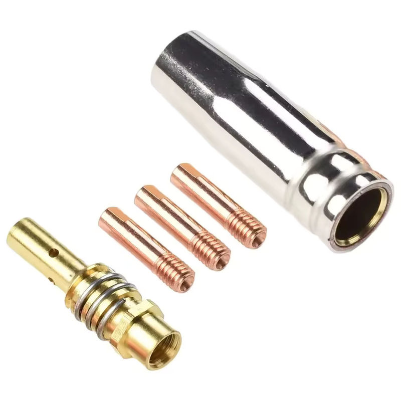 5er-Set MIG Schweißzubehör MB15 15AK bestehend aus Schutzdüsen und Kontaktspitzen in den Größen 0,6 mm, 0,8 mm, 0,9 mm, 1,0 mm und 1,2 mm, Farbe Silber - Bild 5