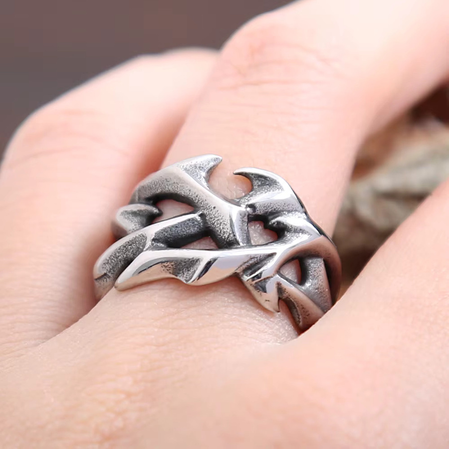owlucky Ring, Edelstahl, Krone von Dornen, Unisex - Bild 3