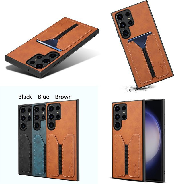 EUCAGR Luxus Brieftasche Handyhülle aus PU-Leder mit Kartenhalter für Samsung Galaxy S26, S26 Plus und S26 in Braun - Bild 1