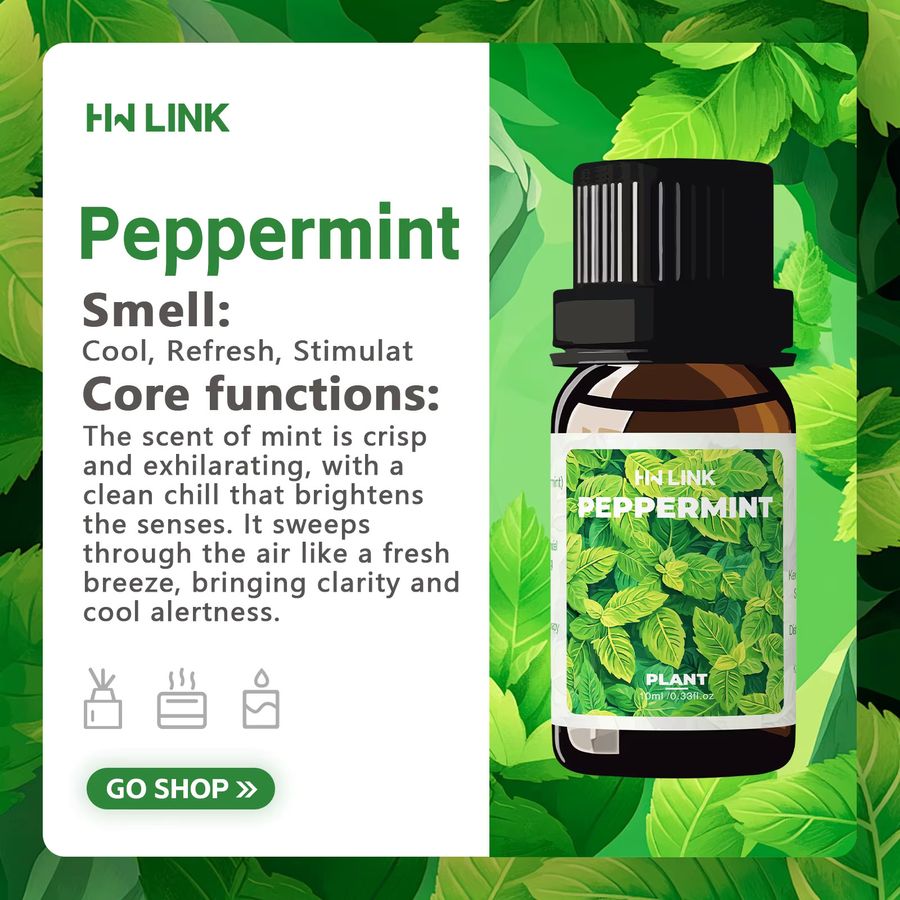 HWLINK Ätherisches Pfefferminzöl, 10 ml, zur Verwendung in Diffusoren, für Körperöle oder zur DIY-Herstellung von Kerzen und Seifen - Bild 3