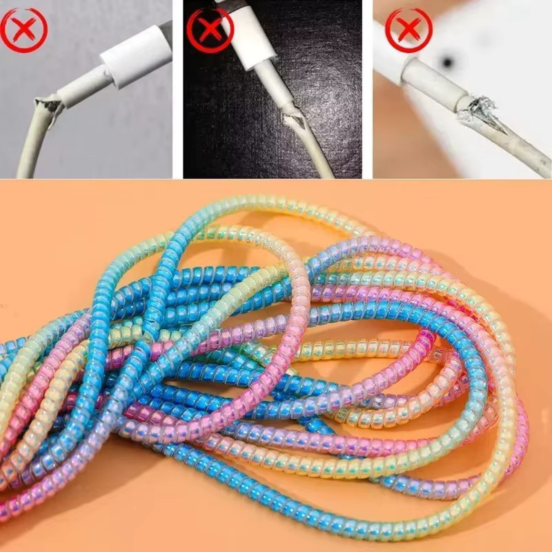Spiral USB-Ladekabel Schutzhülle aus TPU in Mehrfarbig für Samsung, iPhone und Huawei - Bild 2