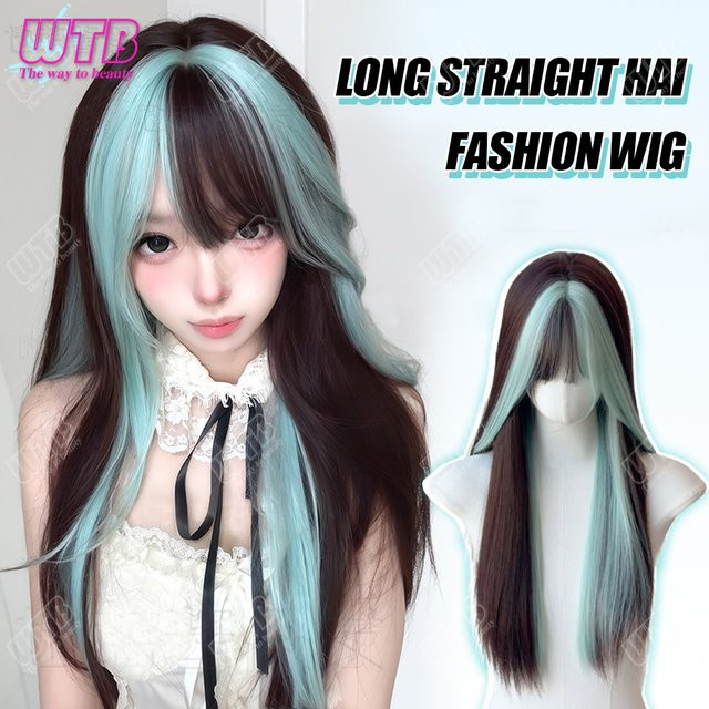 WTB Synthetische Perücke, langes glattes Haar mit Pony, Damen - Bild 1