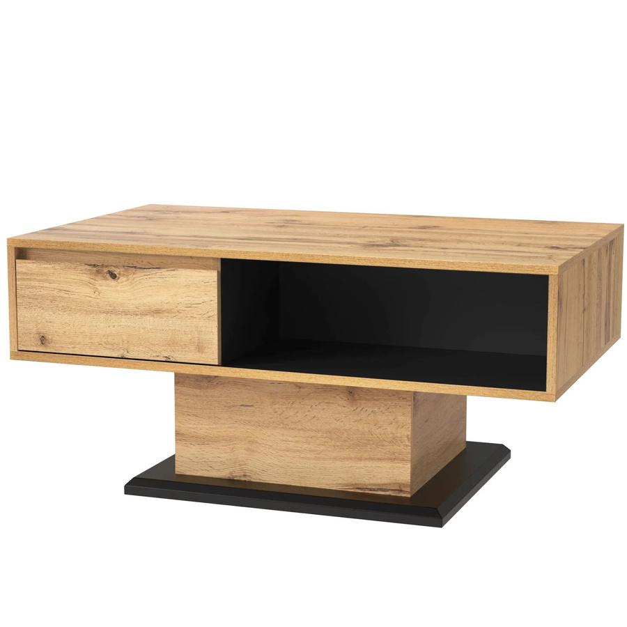 okwish Couchtisch aus melaminbeschichteter Spanplatte mit Schubfach in Holzmaserung Natur/Braun, B: 100 cm, T: 60 cm, H: 47 cm - Bild 2