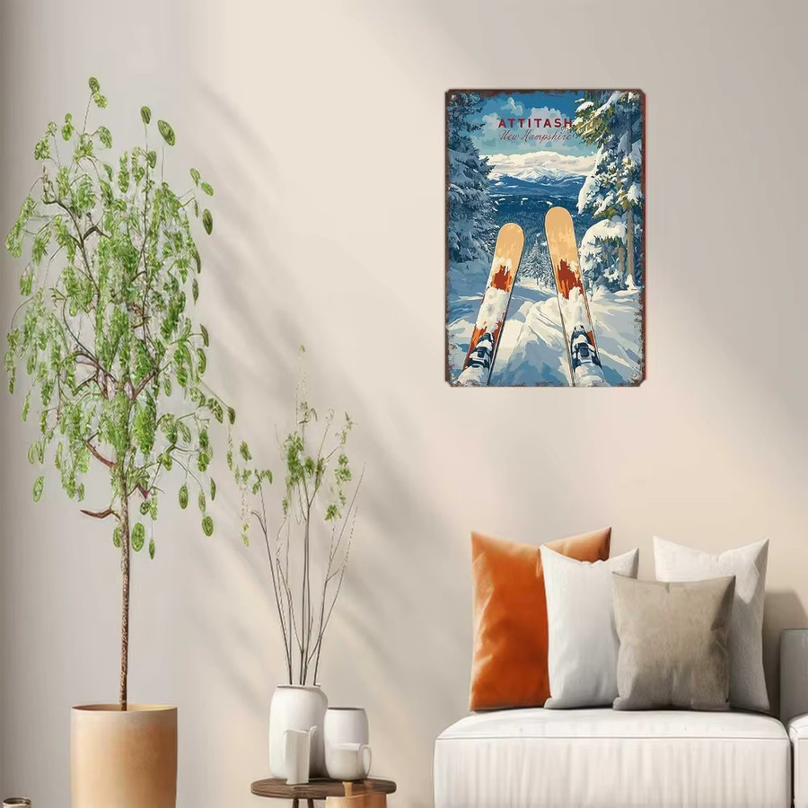 Ski-Wanddekoration aus Metall im Vintage-Stil von CIFBUY, Mehrfarbig, B/H: 20,3 x 30,5 cm - Bild 4