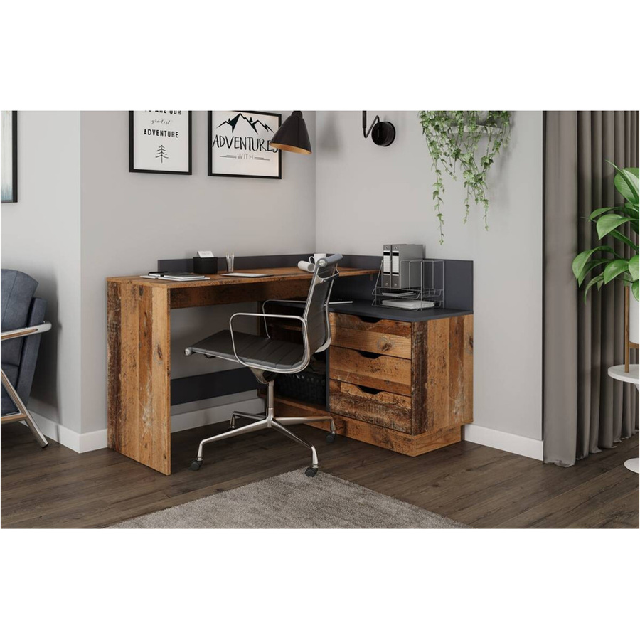 byLIVING Winkelschreibtisch BELFAST in Old Wood und Anthrazit, B: 129 cm, H: 84 cm, T: 105 cm - Bild 7