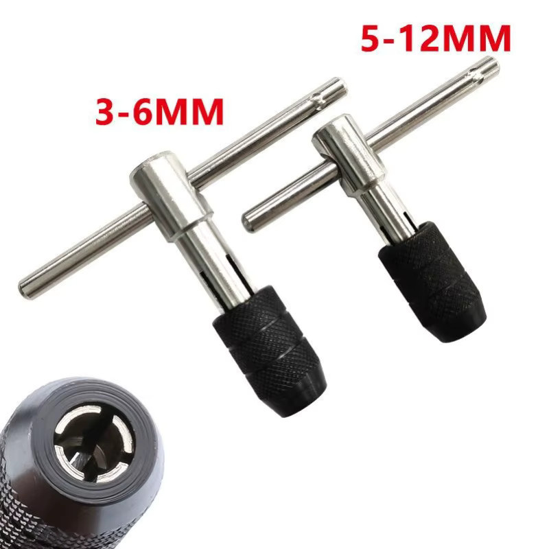 Handgewindeisen Werkzeugset T-Typ für M3 bis M8 in Silber mit 3 mm bis 6 mm Gewindeschneidwerkzeug-Set - Bild 2