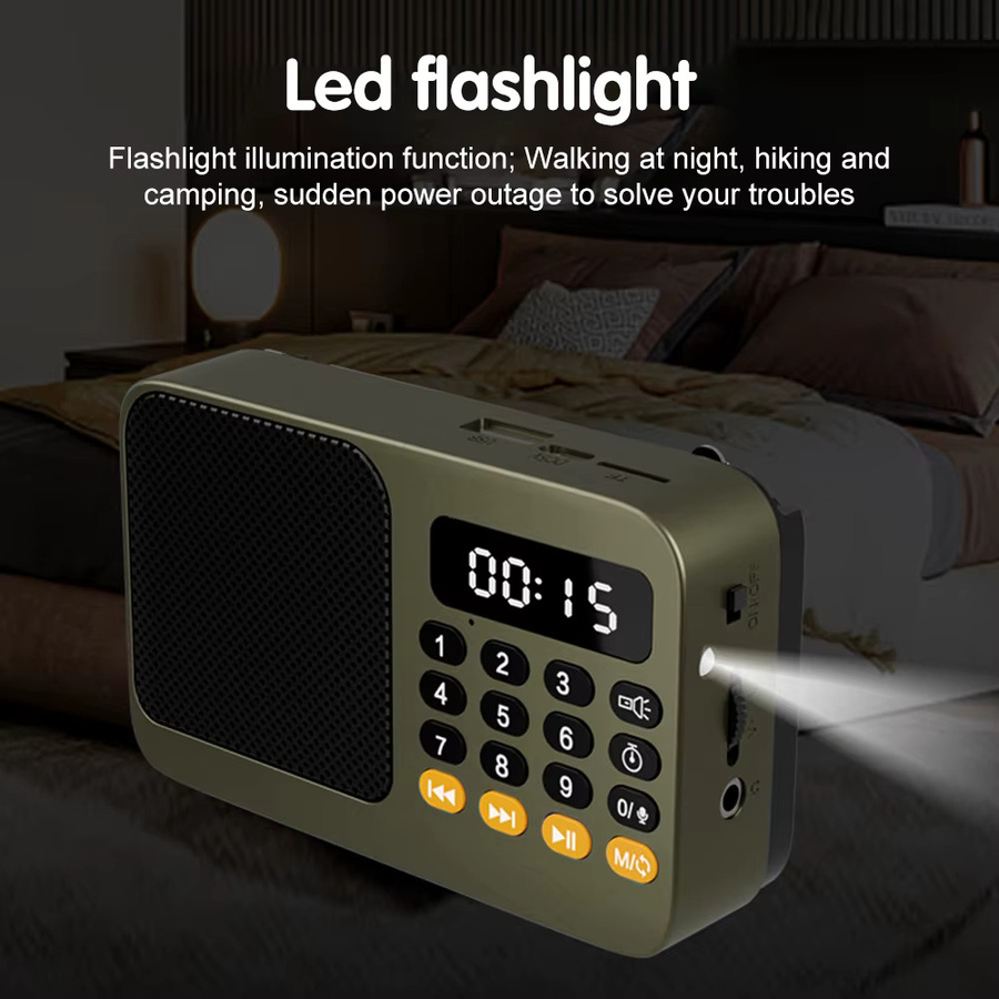 Tragbares TIMOTRAS Outdoor Radio und MP3 Player mit LED Display, FM, USB und TF, Schwarz - Bild 3