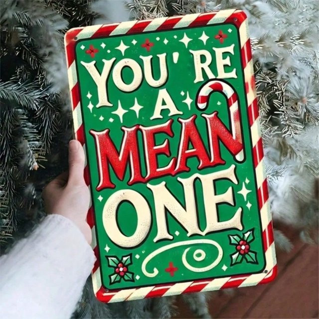 CIFBUY Retro Metallschild You're A Mean One Grinch Weihnachts-Wandkunst, B: 20,0 cm, H: 30,0 cm - Bild 1