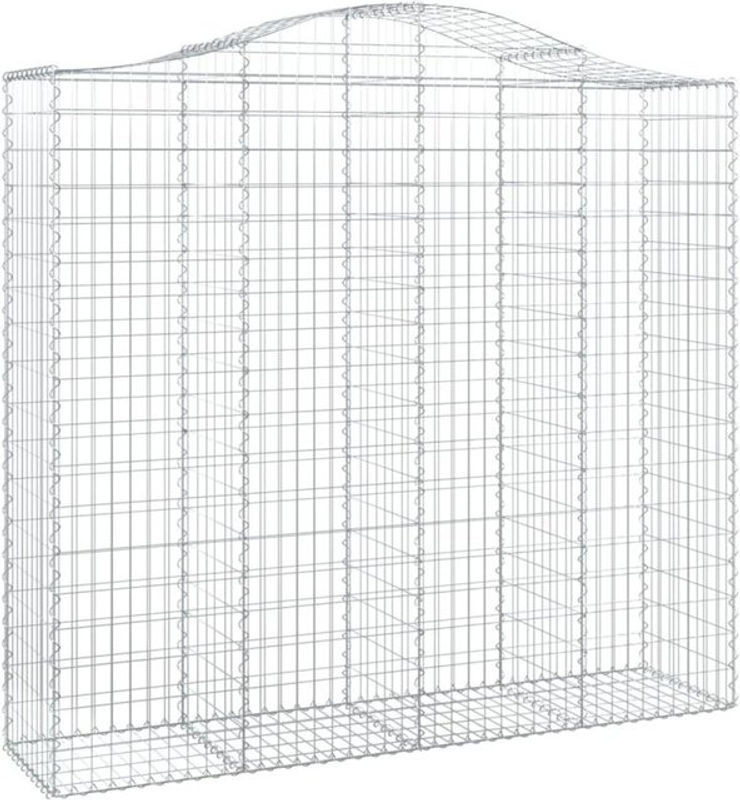 Vidaxl Gabione mit Hochbogen aus verzinktem Metall in Silber, B/T/H: 200 x 50 x 180/200 cm - Bild 1
