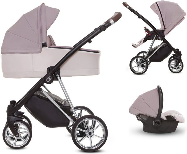 TPFLiving 3in1 Kinderwagen Ultra Stoff in Pastell mit Chromgestell - Bild 1