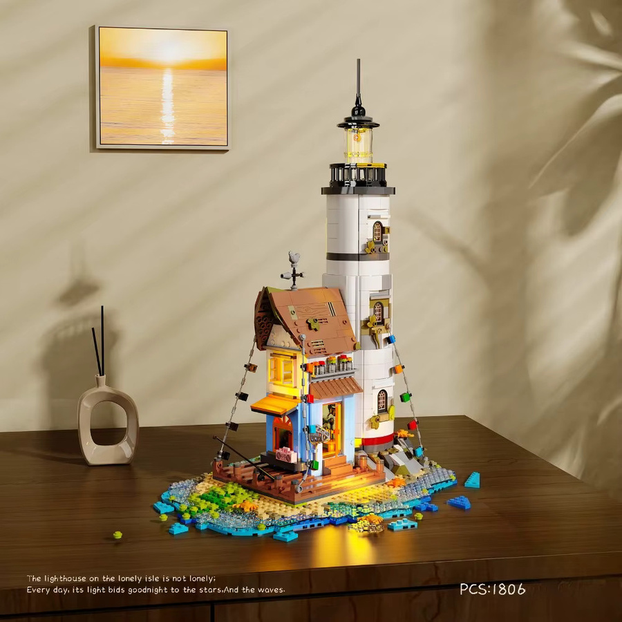 SixBricks Neue Insel Leuchtturm Turm Bausteine Set, Bunt / Mehrfarbig - Bild 3