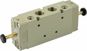 Riegler 5/2-Wegeventil, elektrisch betätigt, mit externer Steuerluft, bistabil, G 1/2, Farbe: Silber - Bild 1