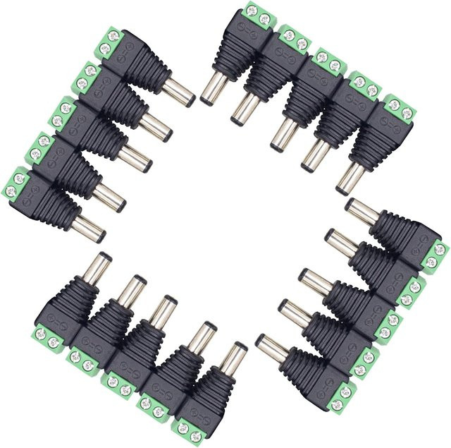 AOKIN DC-Stromanschluss-Stecker-Adapter Set, 20 Paar, 12 V, Hohlstecker männlich und weiblich, Farbe: Schwarz, Maße: 2,1 x 5,5 mm, für CCTV-Überwachungskamerasysteme und LED-Streifen - Bild 1