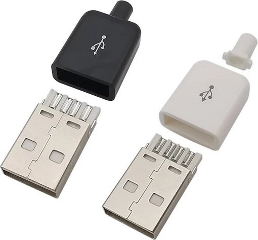 5 oder 10 Stück USB 2.0 Typ A Stecker zum Löten mit schwarz-weißem Kunststoffgehäuse für DIY Datenkabel Zubehör - Bild 1