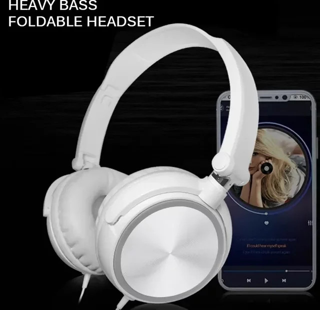 VIKEFON Stereo Kopfhörer in Weiß mit Mikrofon, faltbar und verstellbar, kabelgebunden mit 3,5 mm Klinkenanschluss für PC und MP3-Player - Bild 1