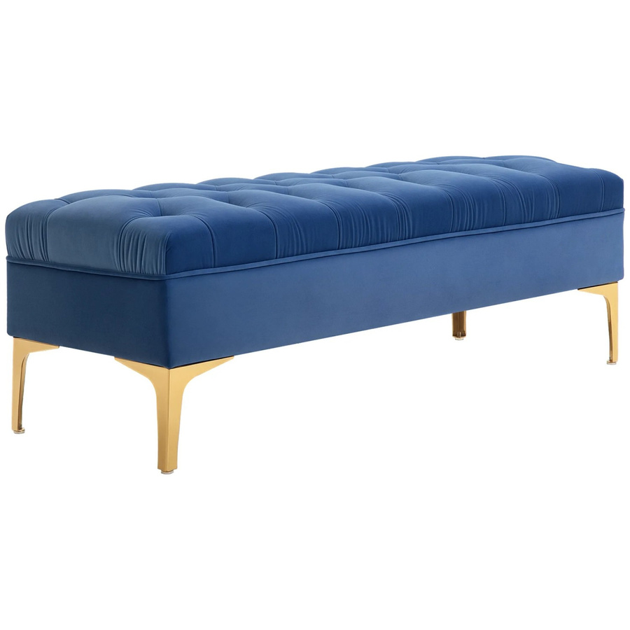 HOMCOM Sitzbank aus Samt in Blau mit erhöhten Beinen, B/T/H: 118 x 45 x 42 cm - Bild 2