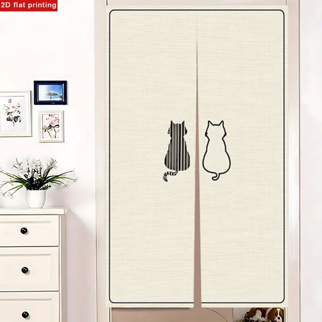 VIKAMA Minimalistischer Wandteppich mit Doppelkatzen-Motiv in Schwarz und Weiß, geometrisches Design für Wohnzimmer und Schlafzimmer - Bild 1